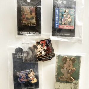 Disney Limited Edition Mickey Mouse Pin Set - Black, Gold, Blue